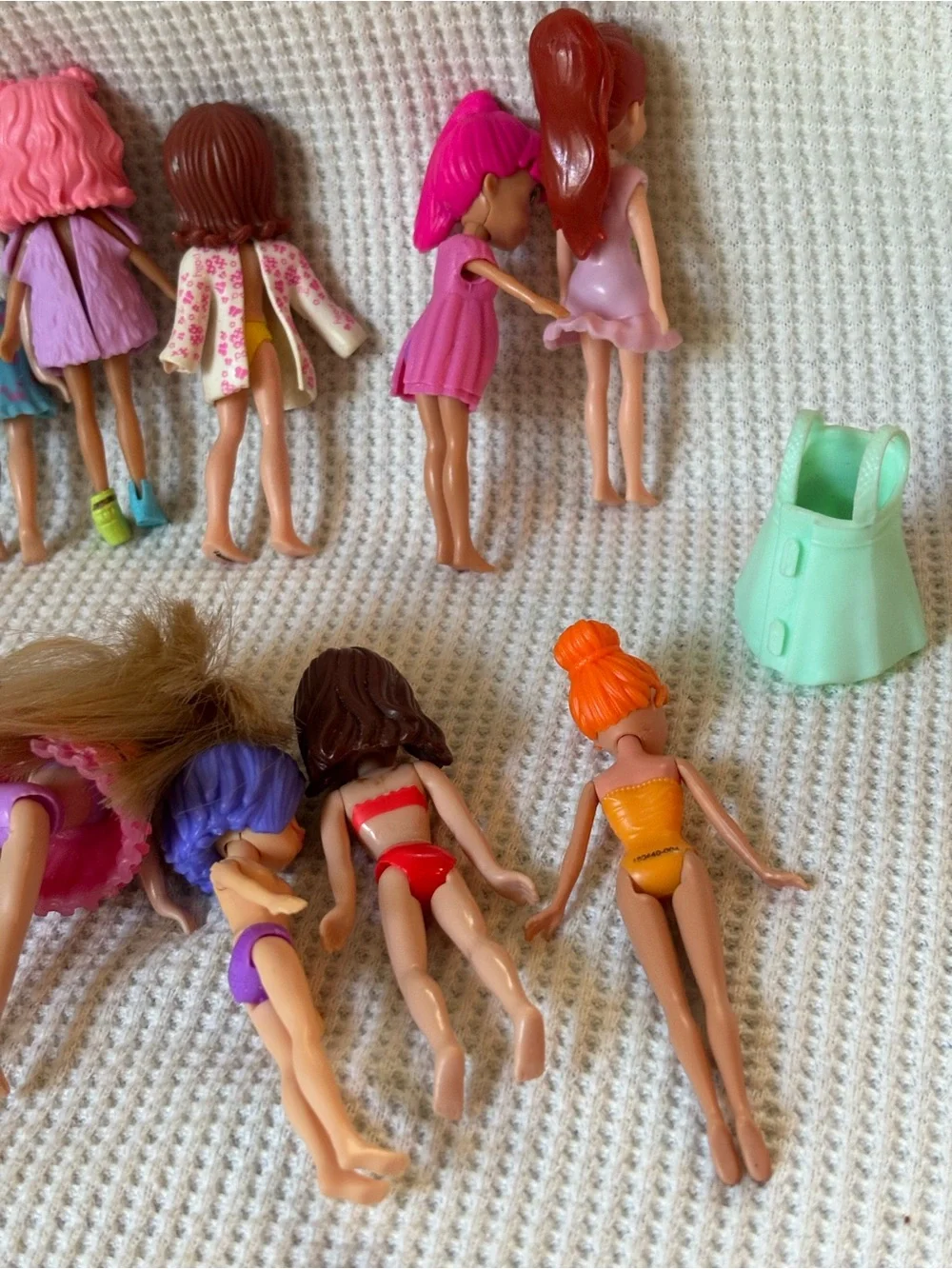Polly pocket dolls & clothes mini doll lot of 13